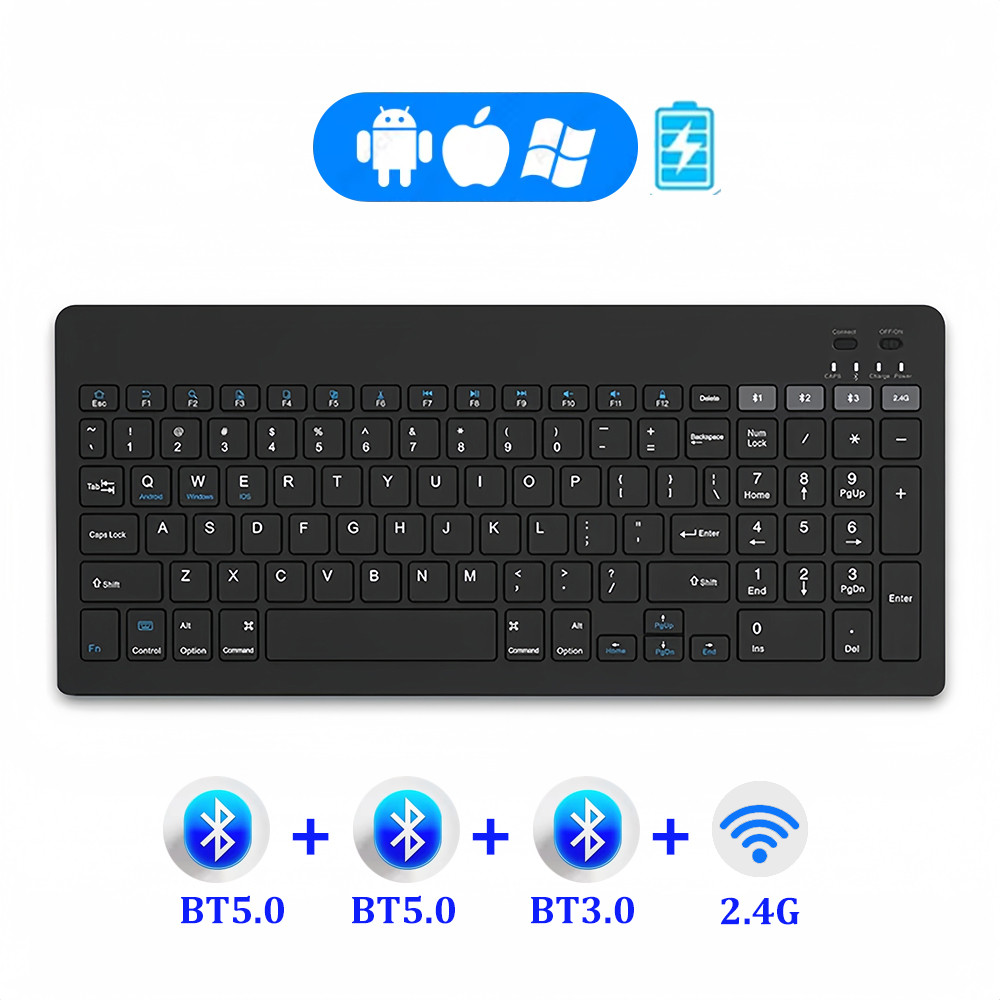 Dual-Mode Bluetooth 5.0 Keyboard 2.4G Wireless Keyboard 3-BT Reargeable Gaming Keyboard For Laptop T