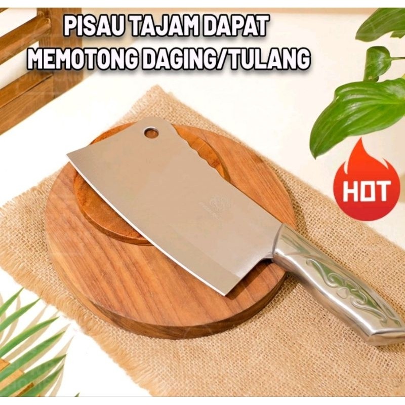 Parang Golok Pisau Daging Tulang Cleaver Knife Stainless Steel B018 Tebal Tajam