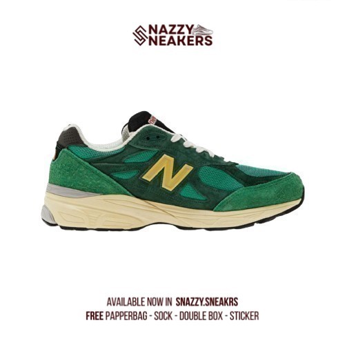 Sepatu New Balance 990v3 Green Yellow Sneakers Original unisex