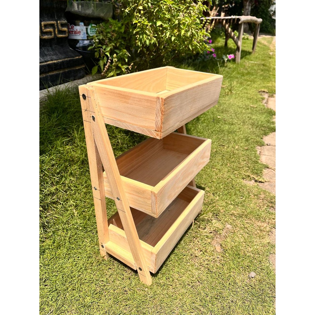 Rak Bawang Kayu 3 Susun / Rak Bumbu Serbaguna
