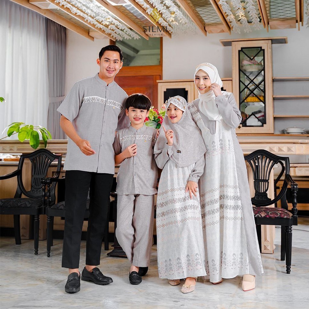 Baju Couple Pasangan Gamis Suami Istri Dress Lebaran 2026 Remaja Kekinian Silmi Inayah Family