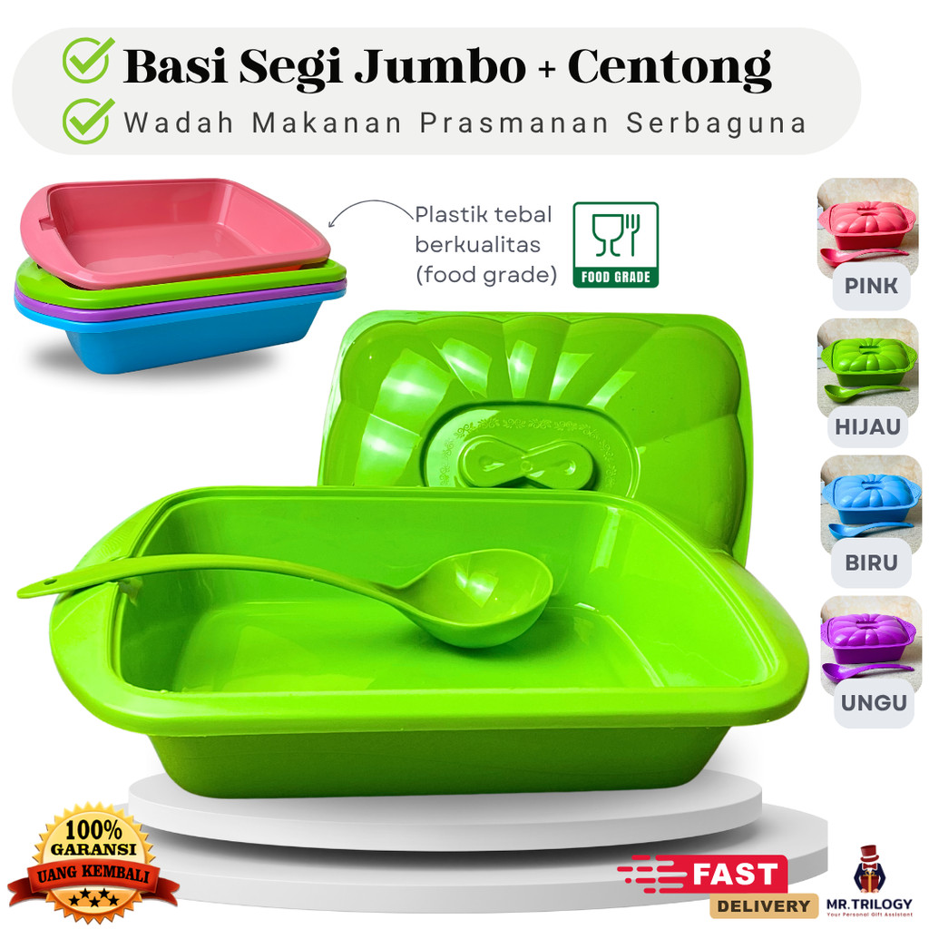 Tempat Penyimpanan Makanan Tempat Sayur Wadah Prasmanan Plastik Wadah Saji BASI SEGI JUMBO + CENTONG