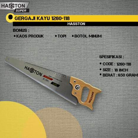 Gergaji Kayu 1260-118 Hasston Original 18 Inch Gergaji Kayu Tangan Gorok Kayu Tangan Gergaji Jet Cut