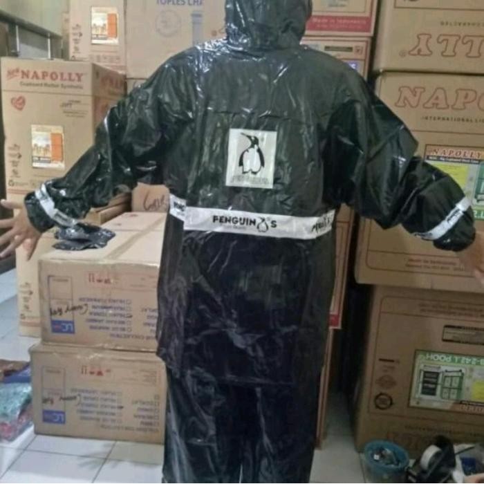Jas hujan Jumbo Penguin Original Pinguin Hitam P333 XXXL Penguin's Black Dewasa Pria Wanita Cewek Se