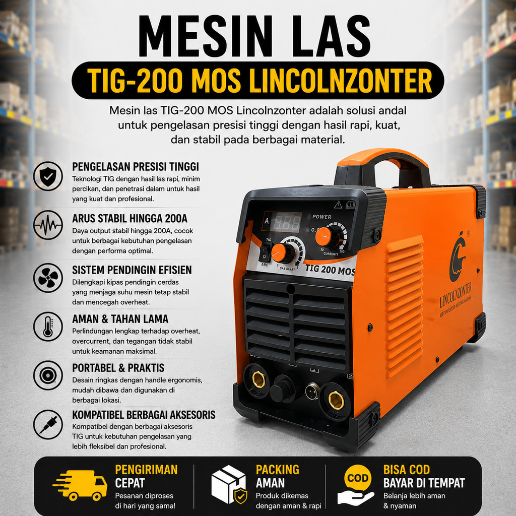 Mesin Las TIG-200MOS 200A Teknologi MOSFET untuk Stainless Steel