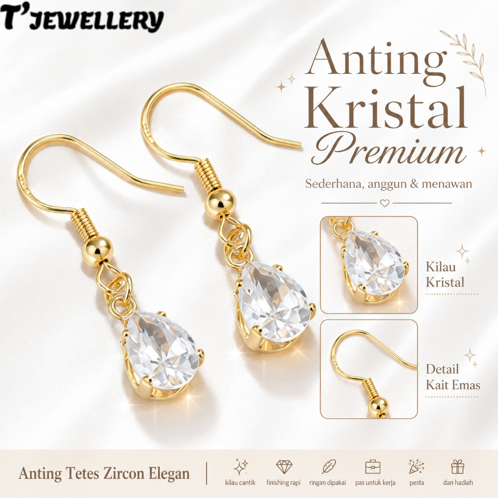 Anting Titanium Korea Earrings Emas Jumbai Berlian Murah Giwang Tindik Perhiasan