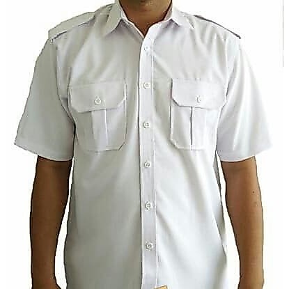 PDH putih pendek / kemeja pendek kerja / kemeja pdl lapangan / hem pdh pendek saku dua / kemeja puti