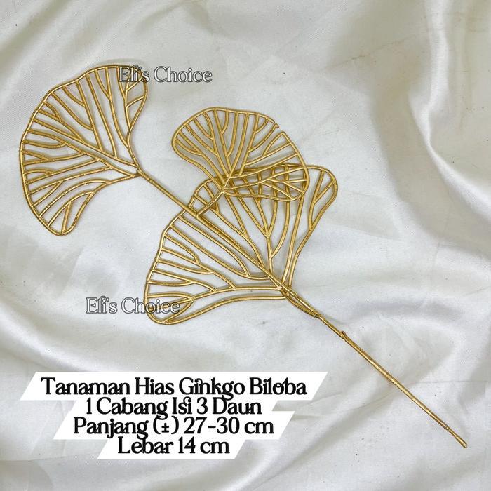 Hiasan Daun GINKGO EMAS FAN Artificial GINKO BILOBA Flowers Tanaman Hias Imlek Properti Foto Gingko 