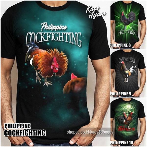 Baju KAOS AYAM JAGO Petarung | Kaos AYAM PHILIPINE | Kaos Ayam Laga Indonesia SABUNG AYAM Premium S-
