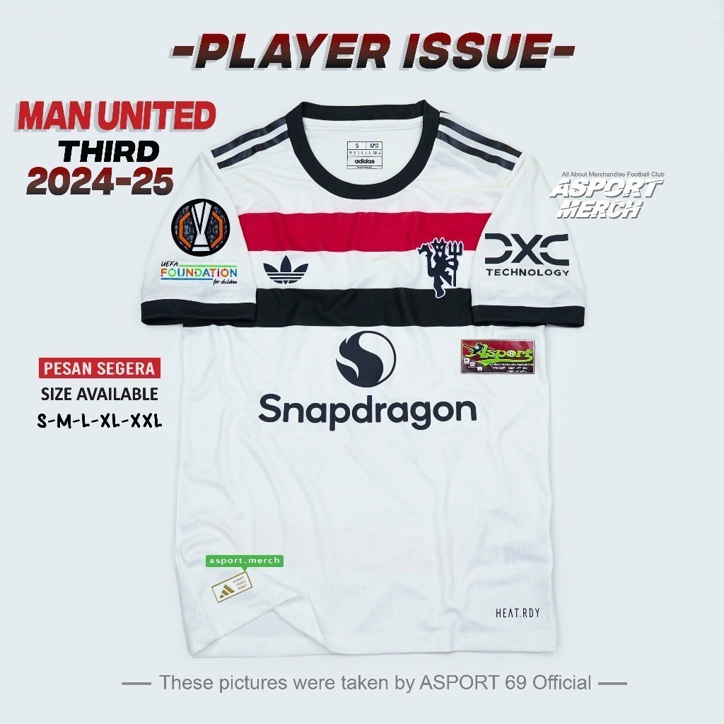 JERSEY PLAYER ISSUE MU MAN UNITED THIRD 2024 2025 PUTIH PI