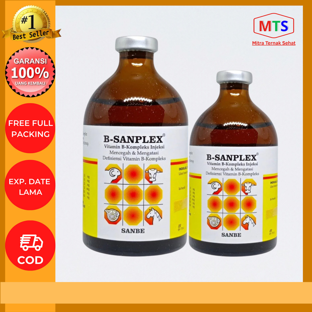 B Sanplex 50 ml dan B Sanplex 100 ml Vitamin B komplek Hewan SANBE