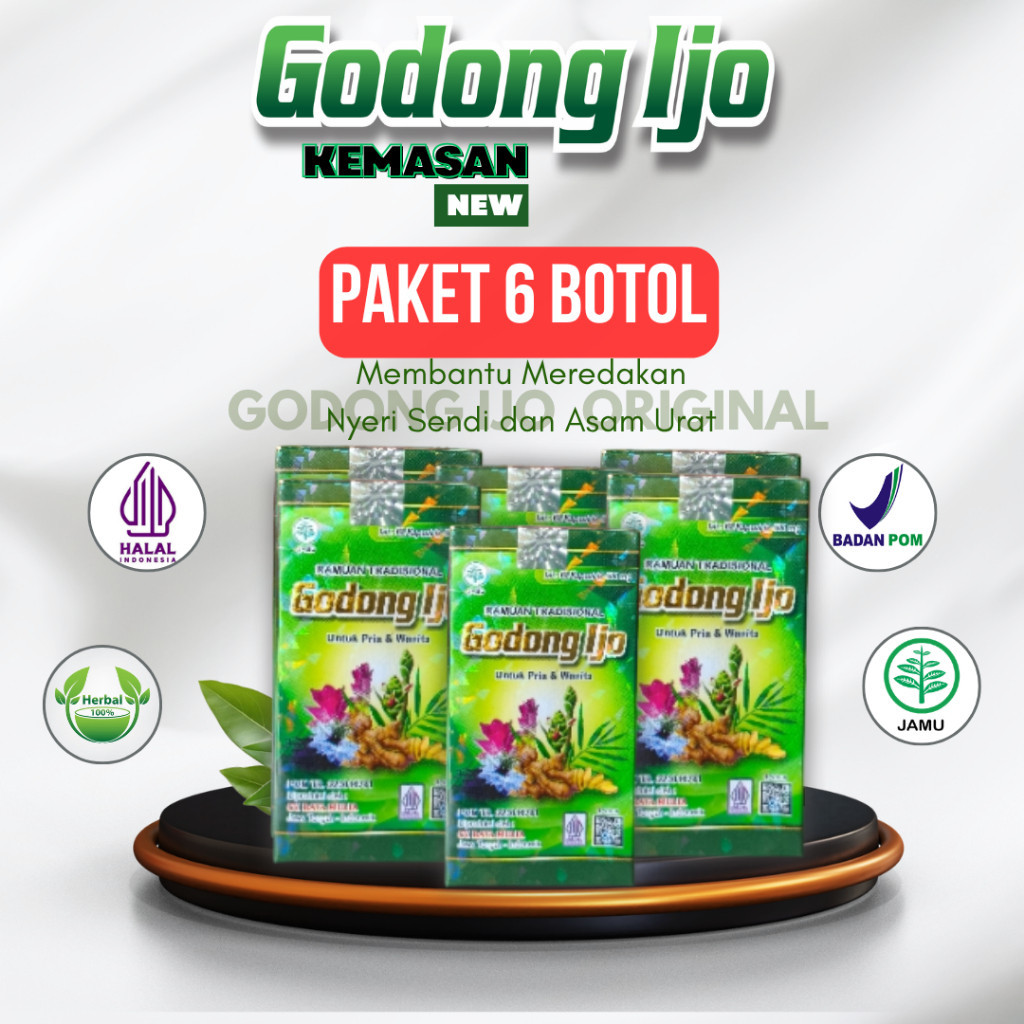 GODONG IJO AMANAH DAN TERPERCAYA  ASLI GODONG IJO KAPSUL Obat Saraf Kejepit Herbal Jamu Asam Urat Pe