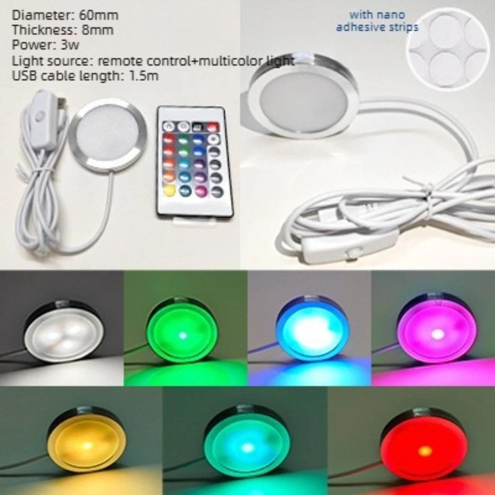 16 Color RGB Light Kit For Bambu Lab Led Lamp Kit USB Round LED Aluminum Alloy Light LED Cabinet Lig