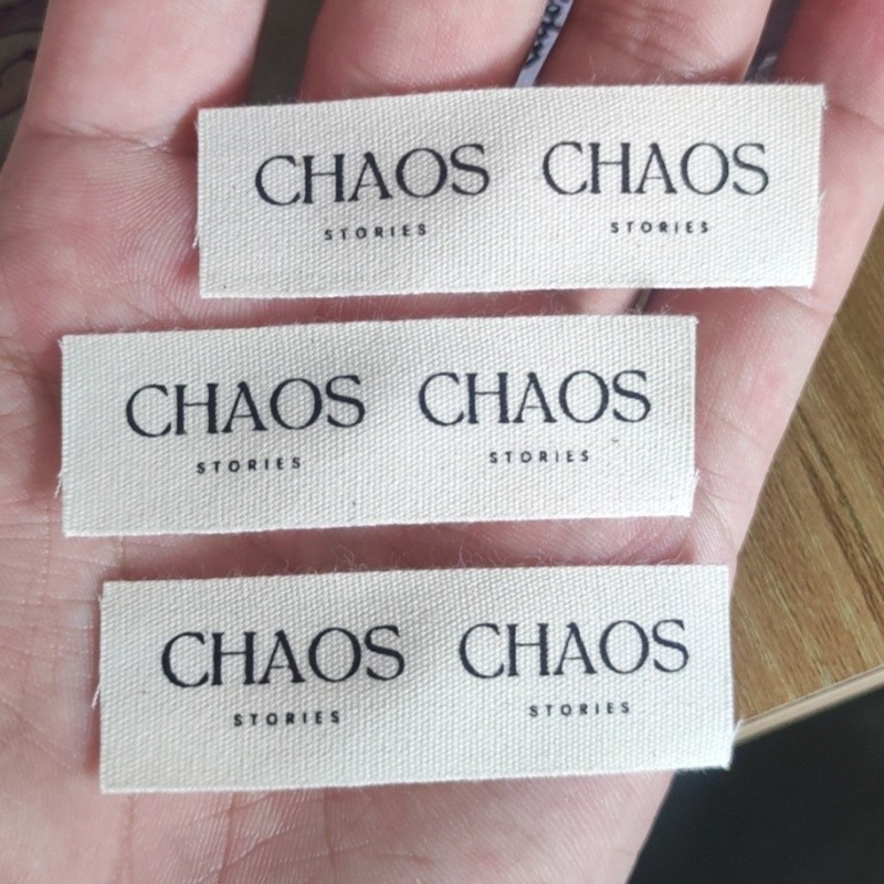 

500PCS Custom Natural Cotton label 6 * 2 cm Straight cut Print Coton% Clothing Labels