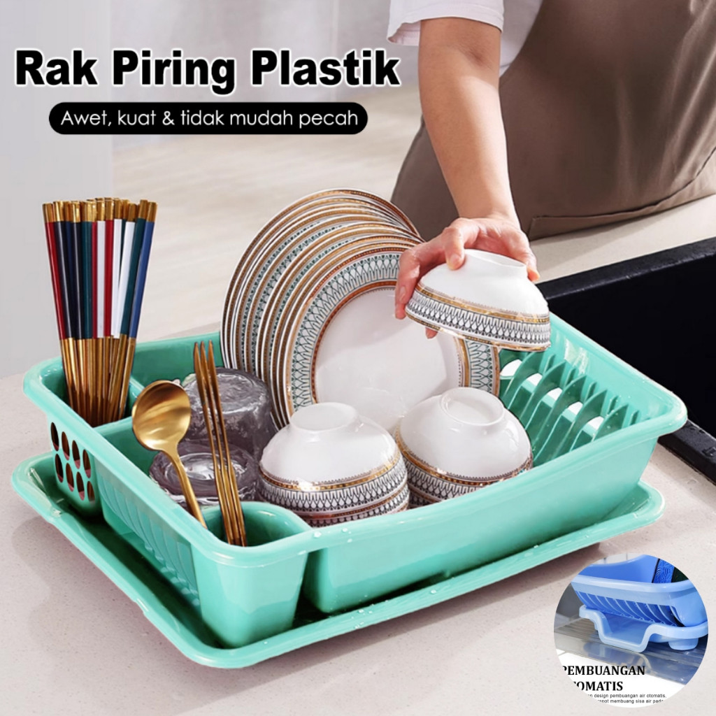 Promo Rak Piring Dan Sendok Plastik / Rak Piring Plastik / Rak Cuci Piring Wastafel / Rak Piring Ser