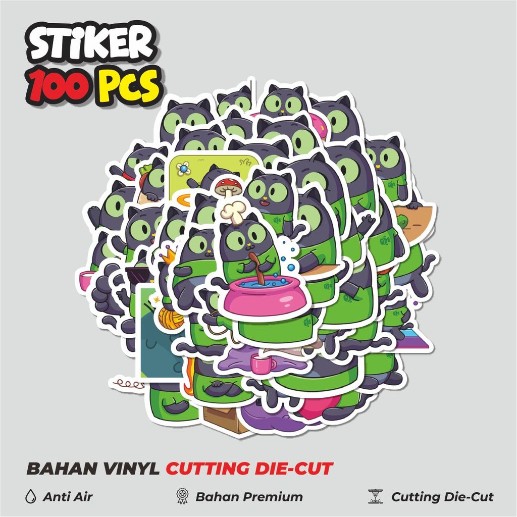 

Terbaru! 50 pcs Stiker Kartun Funny Black Kitten Dekorasi Lucu Kreatif untuk Notebook, Skateboard, HP