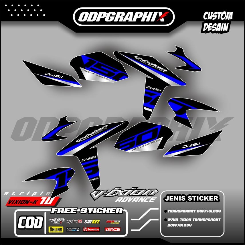 Striping Transparan Vixion Advance Terbaru – Bahan Premium Max Decal UV Anti Pudar Motif Costum Warn