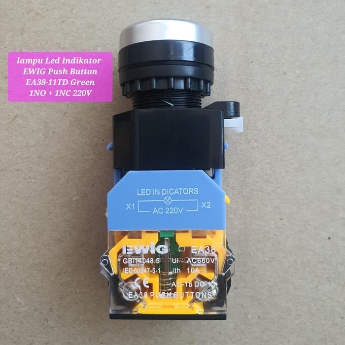lampu Led Indikator Push Button EA38-11TD Green
