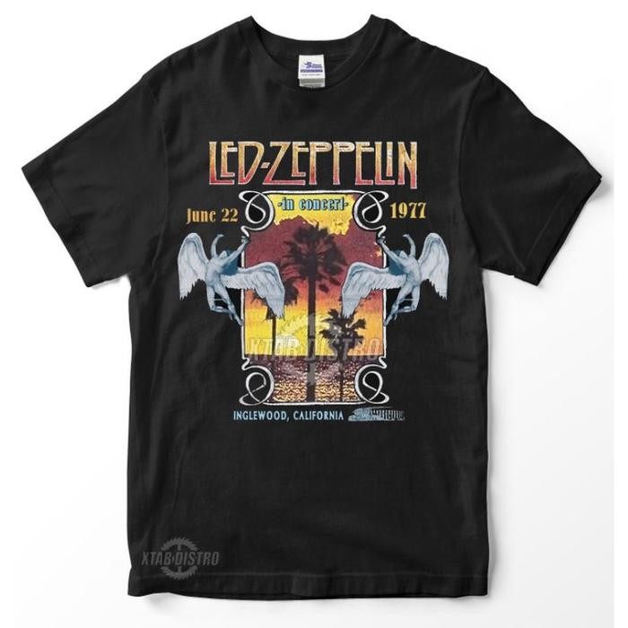 (COD) Kaos LED ZEPPELIN 5 INGLEWOOD CONCERT 1977 Kaos band vintage rock n roll hnm heavy metal acdc 