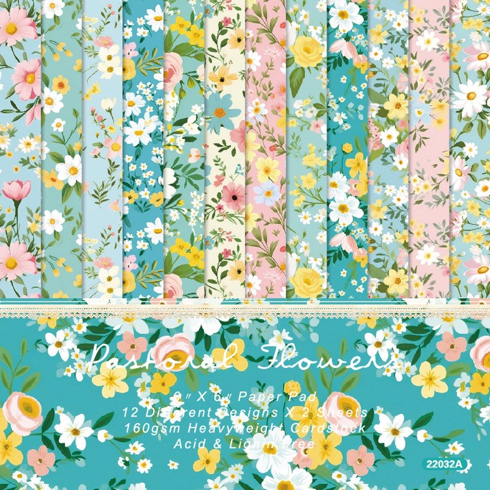 

KLJUYP 24 sheets 6"X6" Flowers Paper Scrapbook paper Scrapbooking patterned paper pack DIY craft Background paper