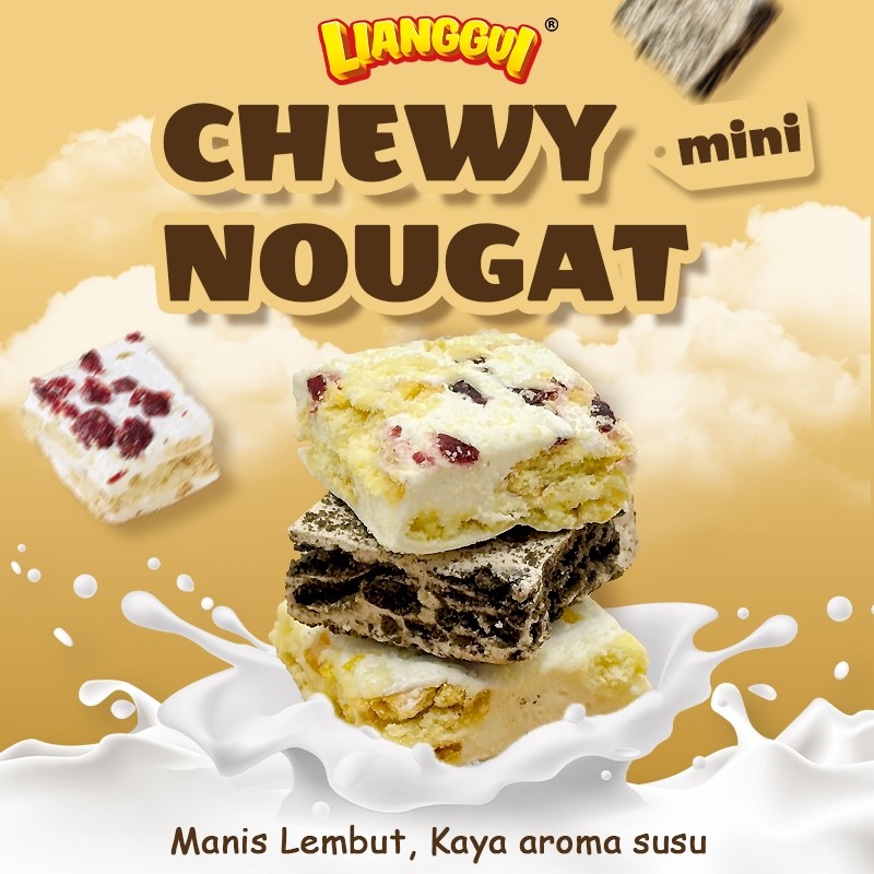 

Lianggui Nougat 320g - 3 Rasa Cokelat, Cranberry, Manggo Cake & Snack Viral Aneka Rasa Halal snacks