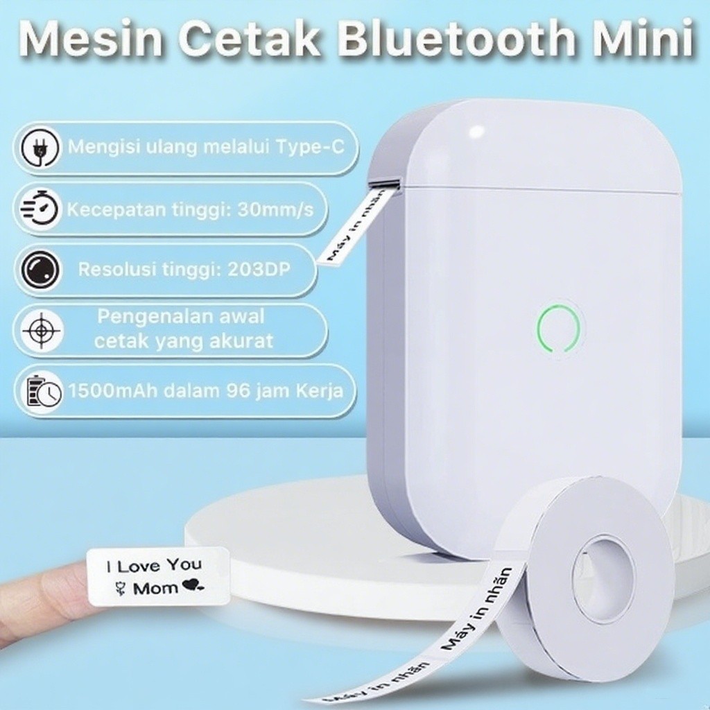 

D11 Pencetak Mini Label Pintar Portabel dengan Bluetooth Nirkabel Mesin Pembuat Label
