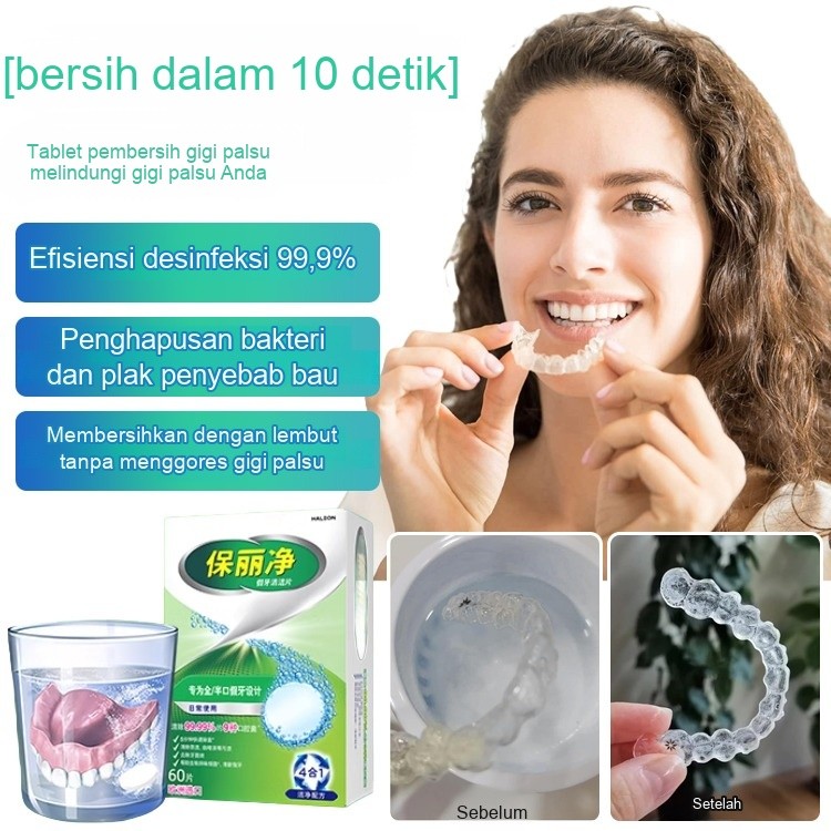 ✨Beli 1 Gratis 2✨Pembersih Gigi Palsu 10 Detik/Tablet Pembersih Gigi Palsu Melindungi Gigi Palsu/Tab
