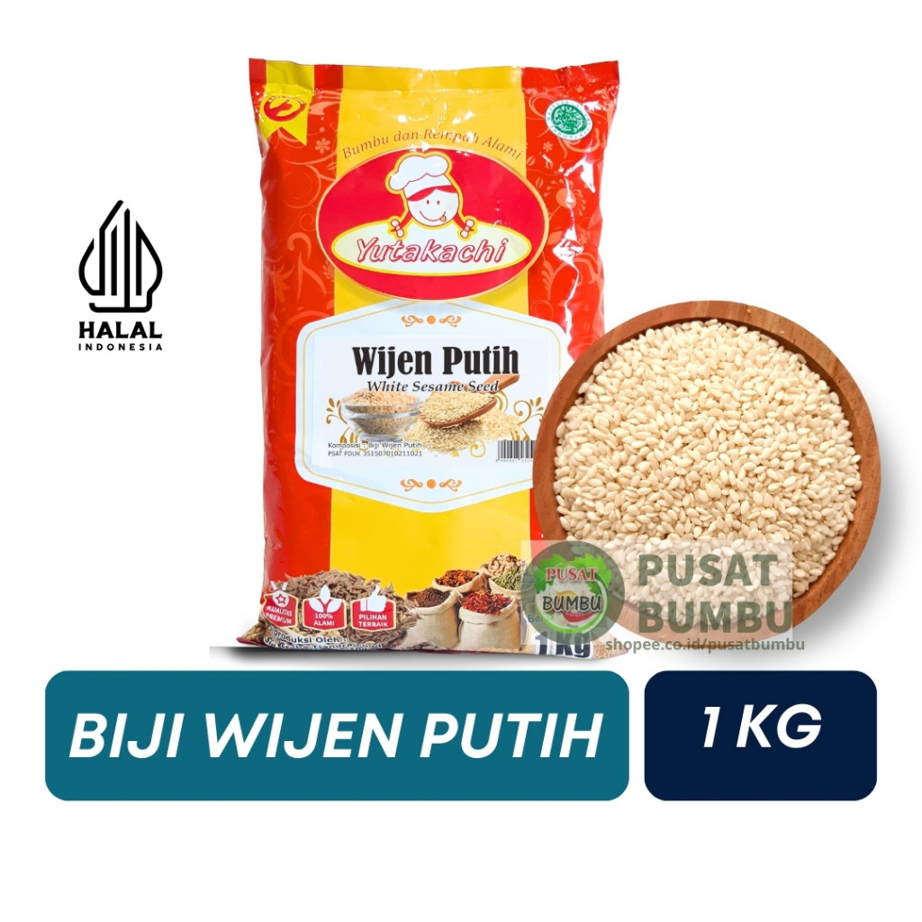 

Wijen Putih Super 1Kg Yutakachi// Pusat Bumbu / Bahan Kue / Taburan Kue Onde-onde