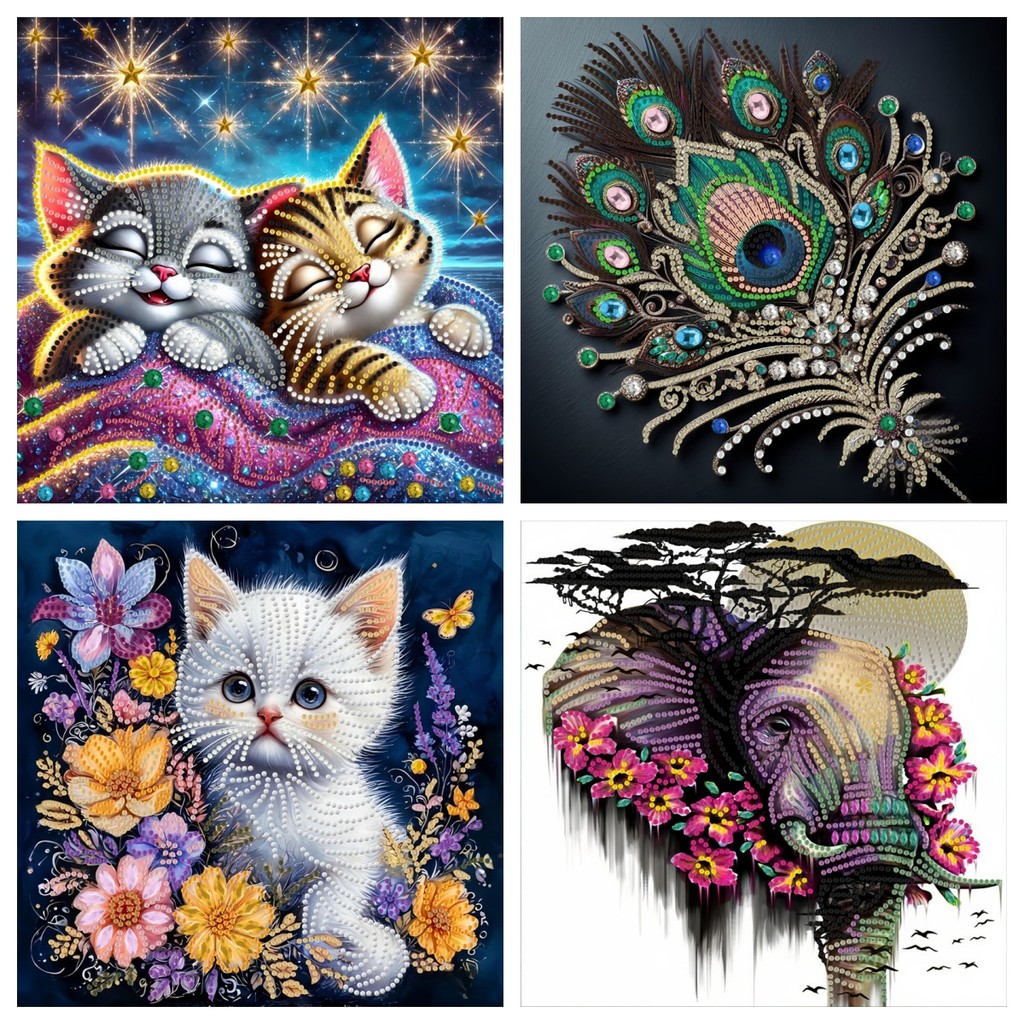 

1 Diamond painting set with animal patterns and crystal gemstones for DIY decoration, suitable for home decoration