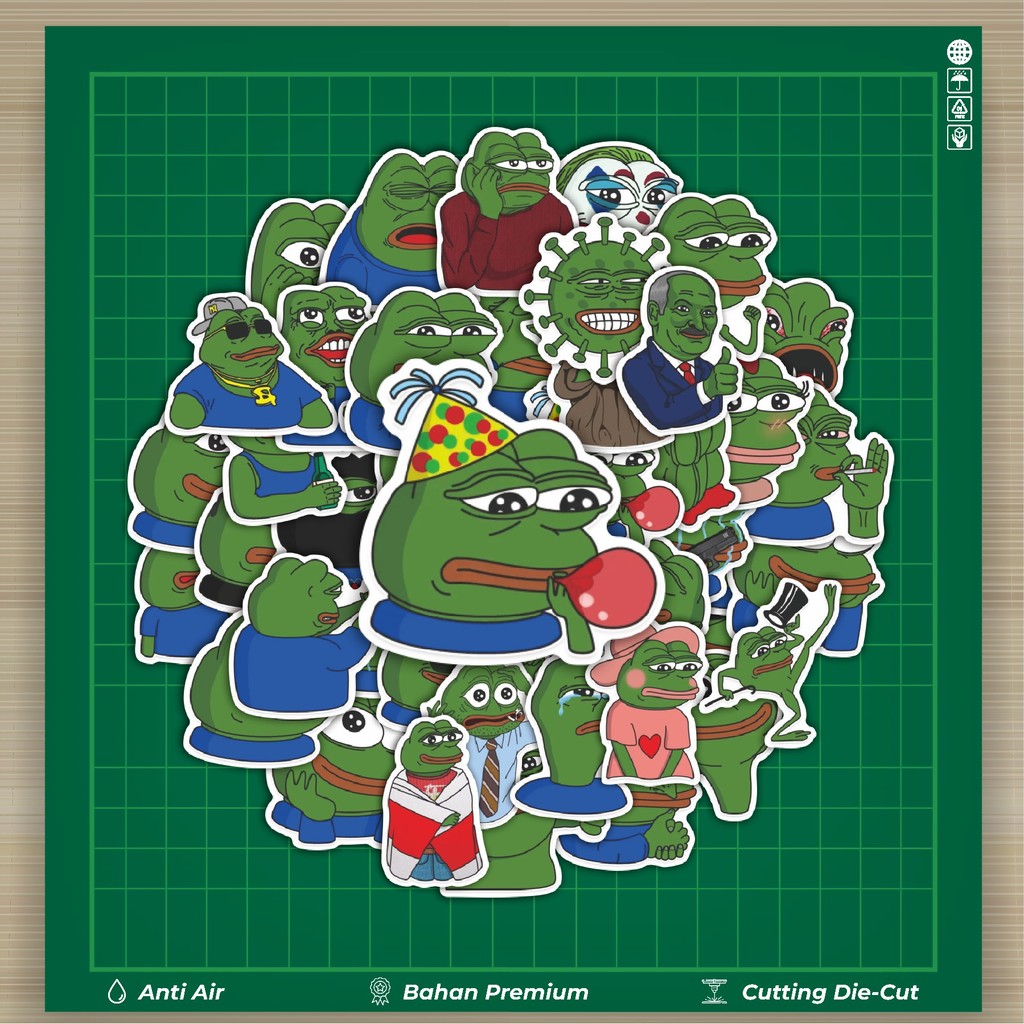 

HOT 50 PCS STIKER Stiker Meme Pepe The Frog Stiker Fashion Cars Decal Dingin Kartu Album Custom Vinyl Anti Air- Sticker Aesthetic Buku Journal Koper Casing HP Tablet Laptop Helm Motor Botol Minum