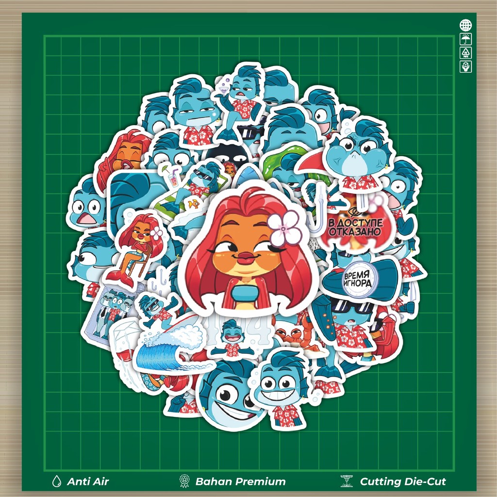 

HOT 50 PCS STIKER Funny Character Fishka The Fish Stiker Fashion Cars Decal Dingin Kartu Album Custom Vinyl Anti Air- Sticker Aesthetic Buku Journal Koper Casing HP Tablet Laptop Helm Motor Botol Minum