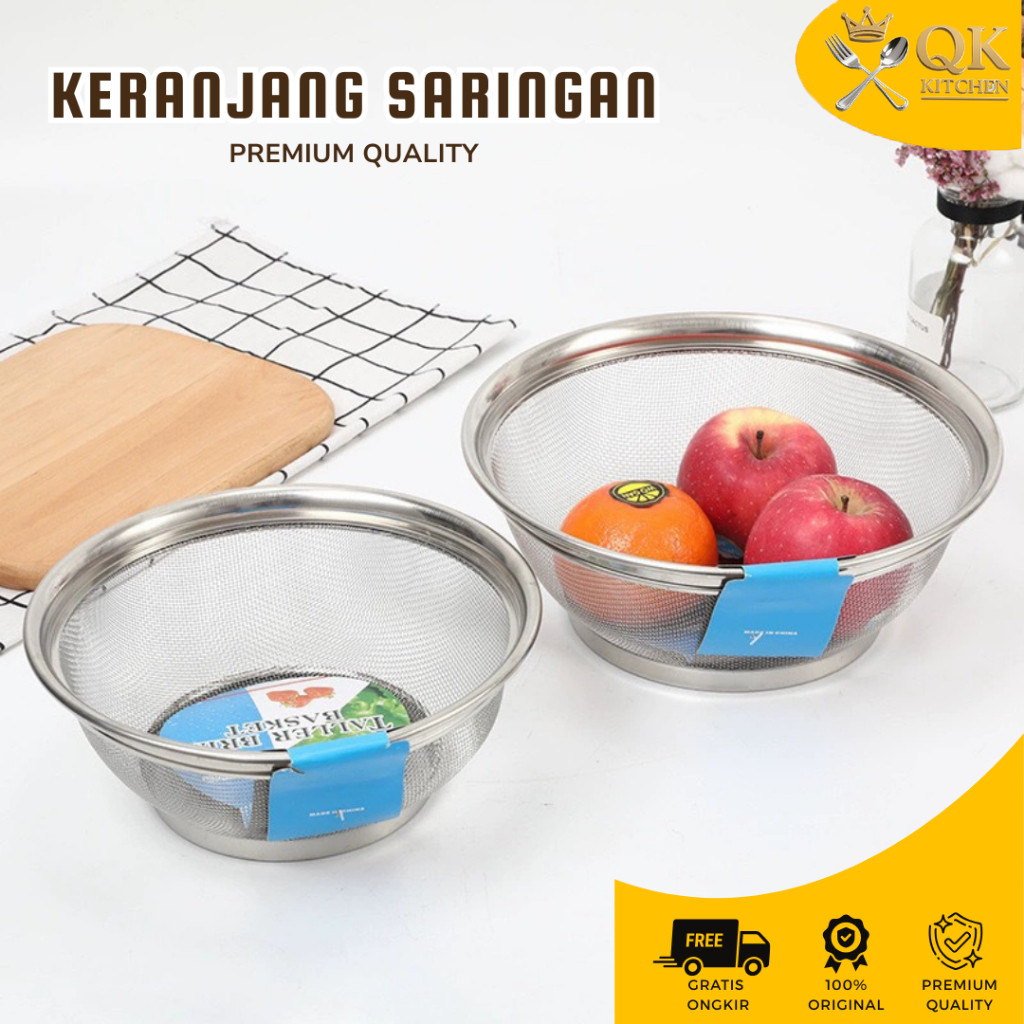 Baskom Bolong Sayur Baskom Stainless Wadah Cuci Sayur Baskom Saringan Stainless Baskom Penyaring