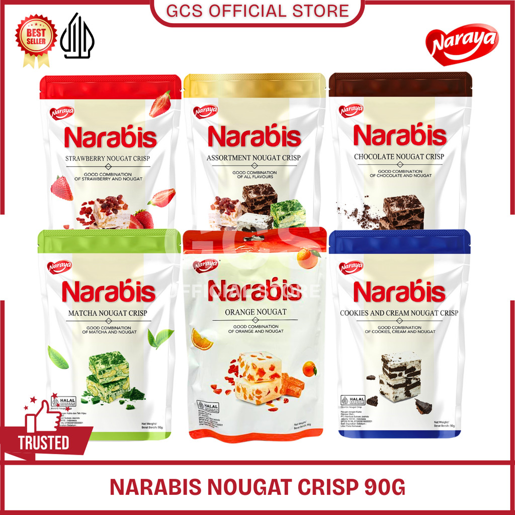 

Naraya NARABIS Nougat Chocolate Strawberry Matcha Cookies Cream Assortment Nougat Crisp 90g