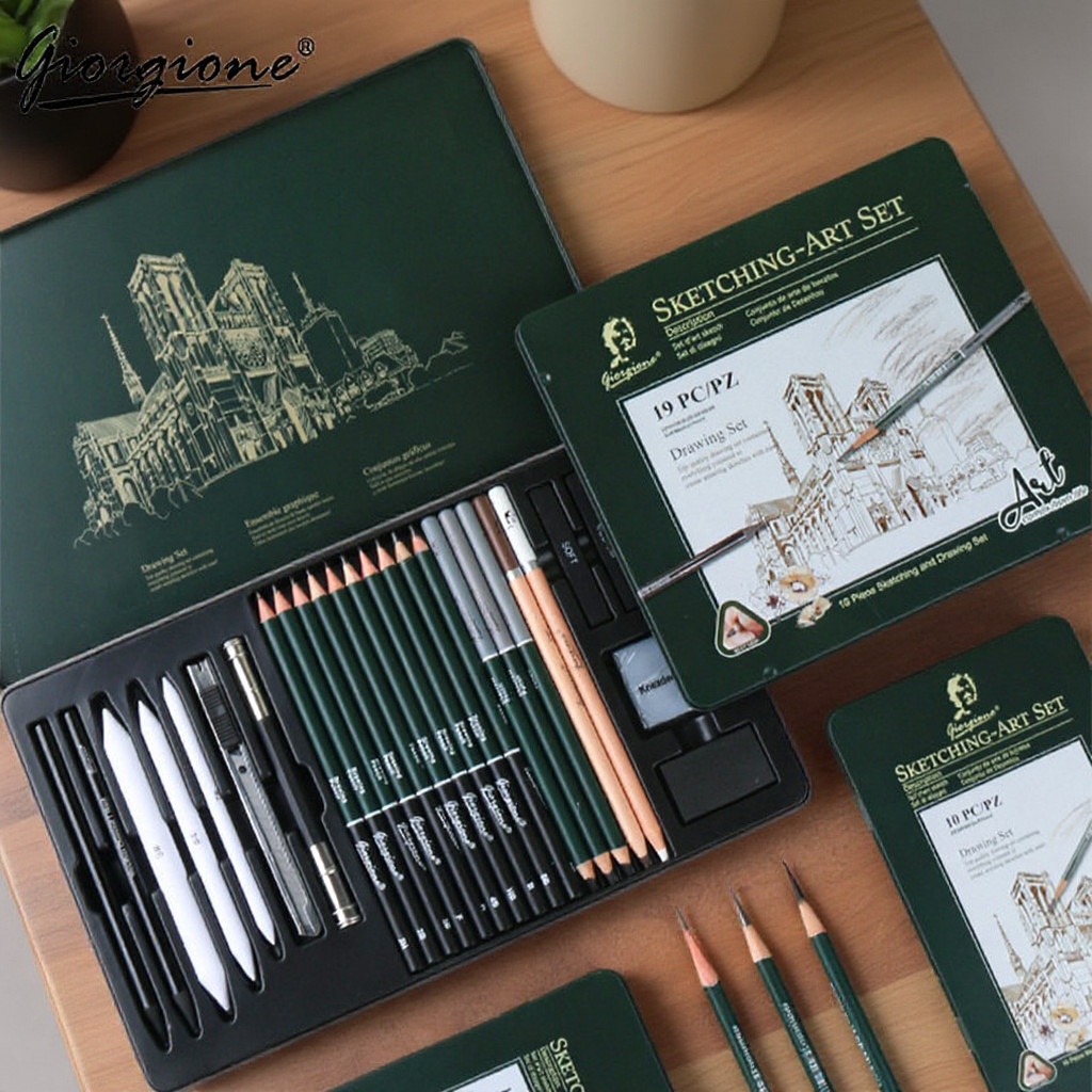 

Art Sketch Drawing Pencil Set Gambar Set 19/27PCS Tin Box Pensil Gambar Meliputi Berbagai Pensil dan Alat untuk Melukis dan Sketsa