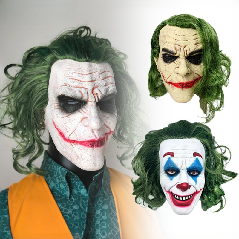 Topeng Badut Joker Rambut Hijau Plastik