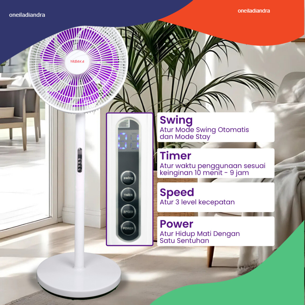 YASAKA-KIPAS ANGIN BERDIRI/KIPAS ANGIN REMOTE CONTROL BERDIRI 12 INCH/STAND FAN 2 IN1/KIPAS ANGIN ME
