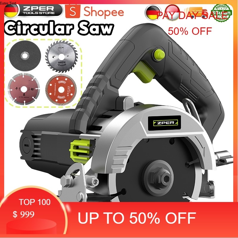 ZPER 2000W Circular Saw Modern Mesin Potong Kayu Dudukan Gerinda Tangan Gergaji Mesin Pemotong Kayu