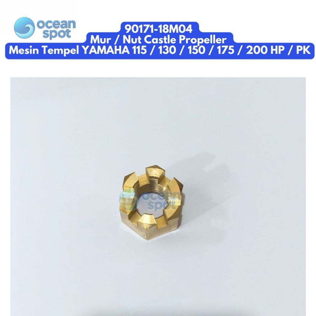90171-18M04 Mur / Nut Castle Propeller Mesin Tempel YAMAHA 115 / 130 / 150 / 175 / 200 HP / PK ( oce