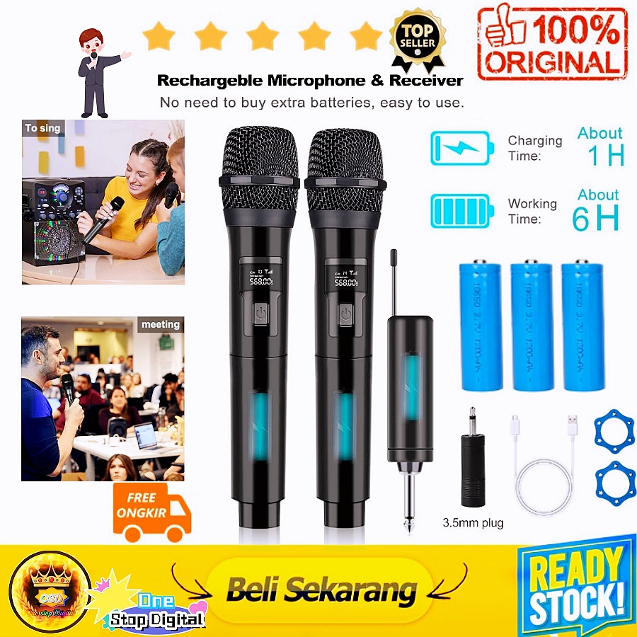 DISKON Mikrofon Wireless Mic Karaoke Nirkabel / Microphone Wireless Karoke dengan Kualitas Suara yan
