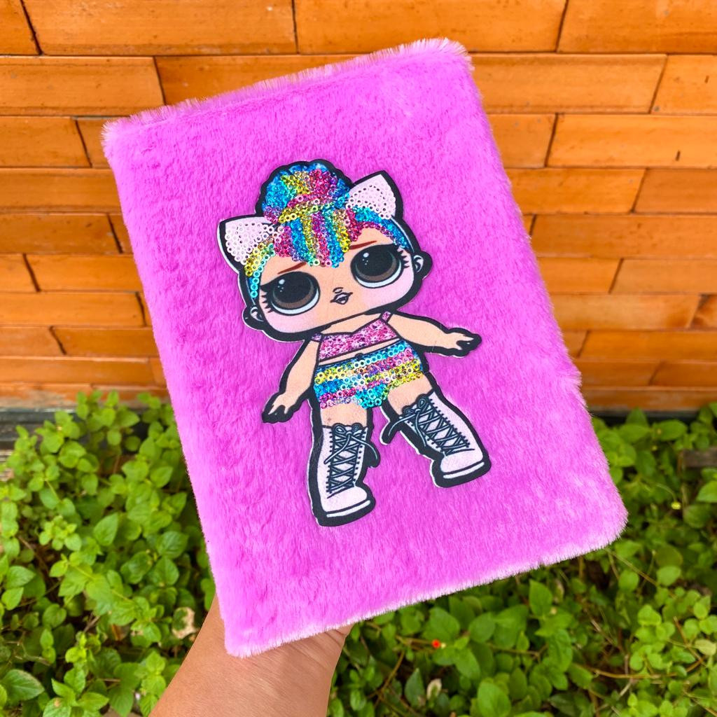 Cute Girls Fur Notebook Bulu Diary LOL Jurnal Fur Squishy Buku Tulis Catatan A5 13 x 19 cm - 3811