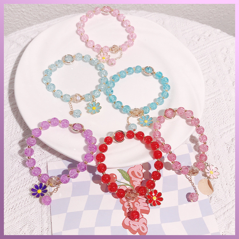 GELANG KRISTAL KOREAN STYLE MOTIF SUN FLOWERV / PERHIASAN GELANG TANGAN ANAK KOREAN BUNGA MATAHARI A
