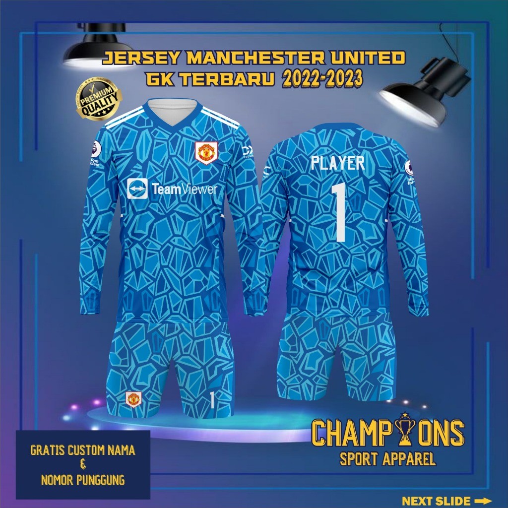 Jersey Sepak bola custom KIPER MANCHESTER UNITED 2022-2023 LENGAN PANJANG – Full Printing Dryfit Mil
