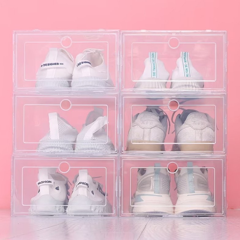 Kotak Sepatu Transparan / Kotak Sepatu Lipat Transparan Tebal / Shoes Storage Box Organizer