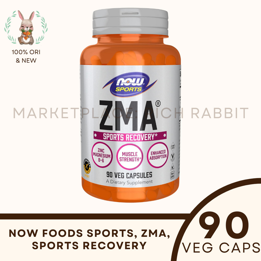Now Foods Food Sports Sport ZMA Zinc Magnesium B6 Recovery Suplemen Olah Raga Rich Rabbit 100% ORI U