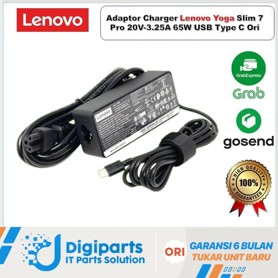 Adaptor Charger Yoga Slim 7 Pro Yoga 7 Yoga 6 Yoga Slim 7 Yoga Slim 6 20V-3.25A 65W USB Type C Ori l