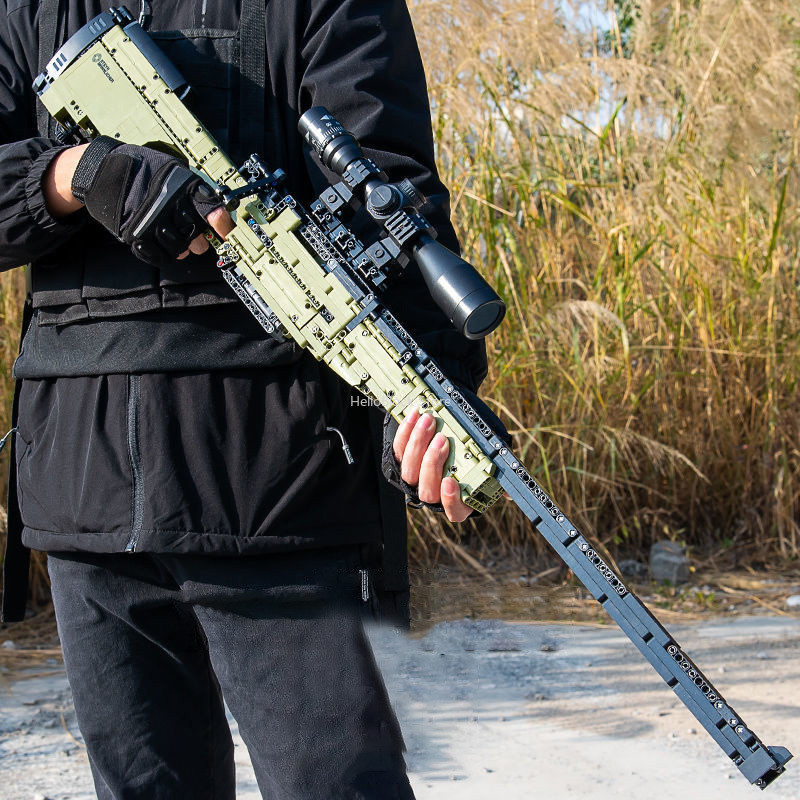 WW2 Creative AWM Sniper Rifle Barrett AKM Buig Blocks, M24 Military Weapons Series Modle Set Boy Adu