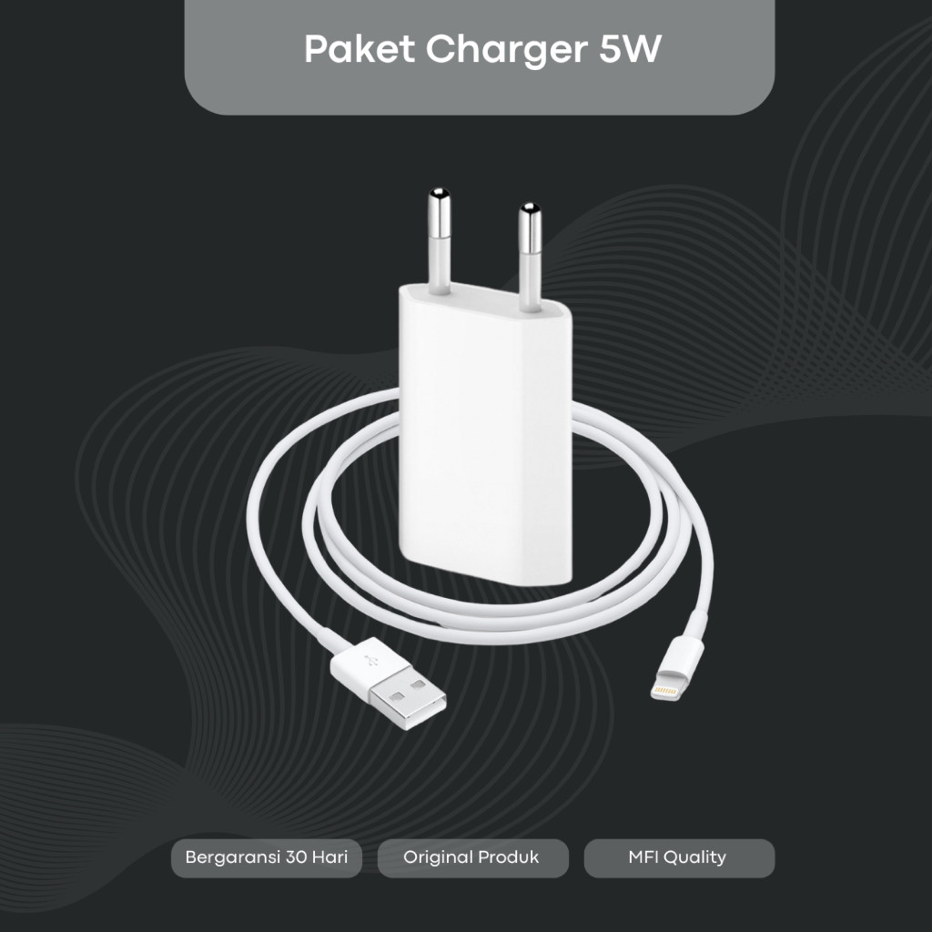 Charger iPhone 5Watt + Cable USB to LightningMurah
