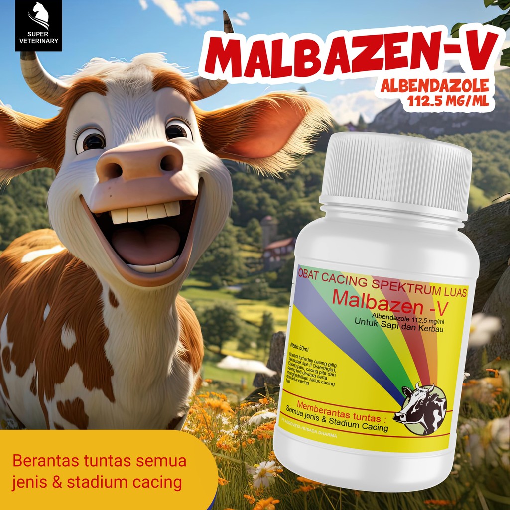 Malbazen V 50 ml -  Malbazen Obat Cacing Ternak - Obat Cacing Ternak Sapi - Obat Cacing Domba