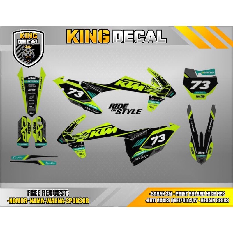 DEKAL MOTOR DECAL KTM 250 2015-2017/KTM SIXDAY/KTM 85 DECAL KTM Fluo