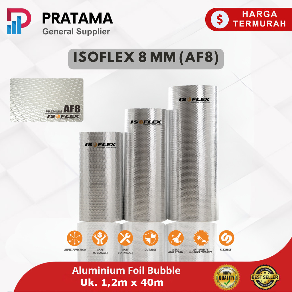 Isoflex AF8 Bubble Foil Alumunium Premium 8mm FR - Peredam panas atap